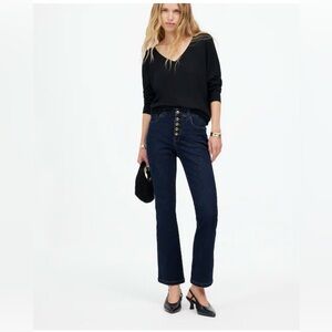 Madewell Gold Buttons Kick Out Crops Women’s Dark Blue Jeans